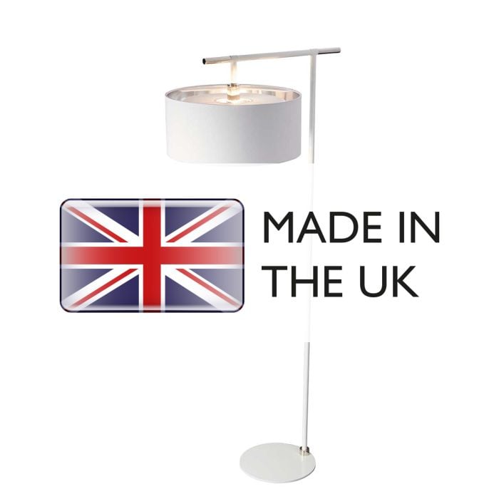 Elstead Lighting Balance 1 Light Floor Lamp - White/Polished Nickel With White Shade