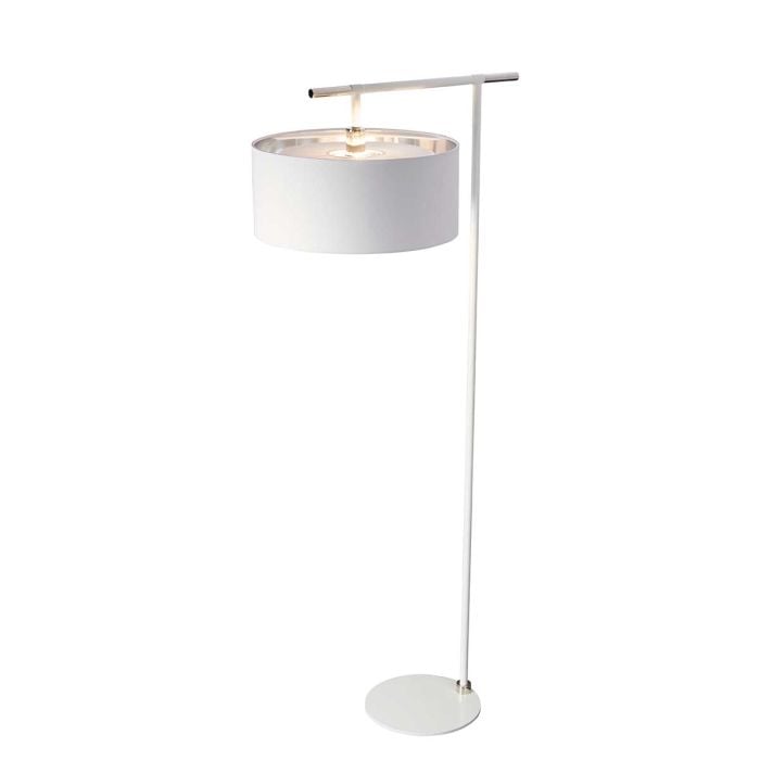 elstead lighting Balance 1 Light Floor Lamp - White/Polished Nickel with White Shade