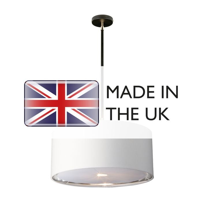 Elstead Lighting Balance 1 Light Pendant - Black/ Polished Nickel With White Shade