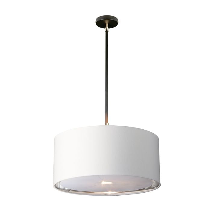 elstead lighting Balance 1 Light Pendant - Black/ Polished Nickel with White Shade