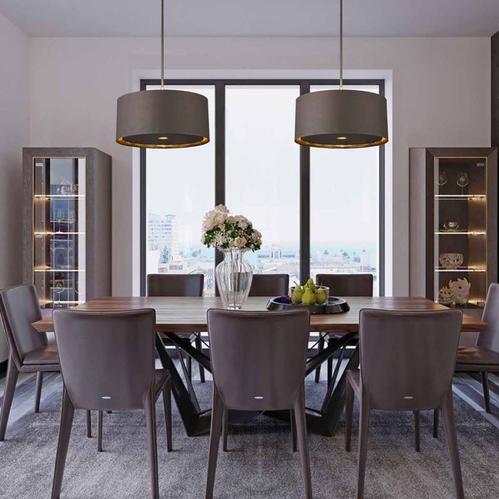 Elstead Lighting Balance 1 Light Pendant - Brown/Polished Brass With Brown Shade