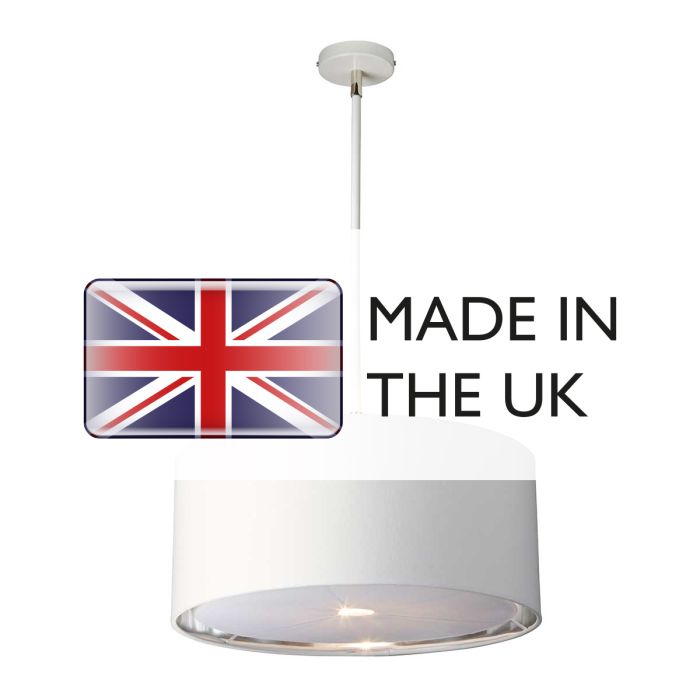 Elstead Lighting Balance 1 Light Pendant - White/Polished Nickel With White Shade