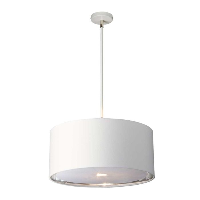 elstead lighting Balance 1 Light Pendant - White/Polished Nickel with White Shade