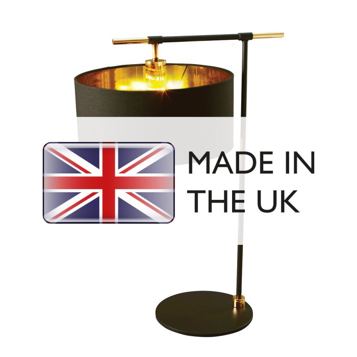Elstead Lighting Balance 1 Light Table Lamp - Black/ Polished Brass With Black Shade
