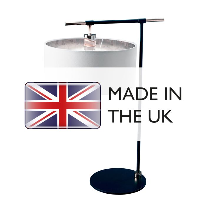 Elstead Lighting Balance 1 Light Table Lamp - Black/ Polished Nickel With White Shade