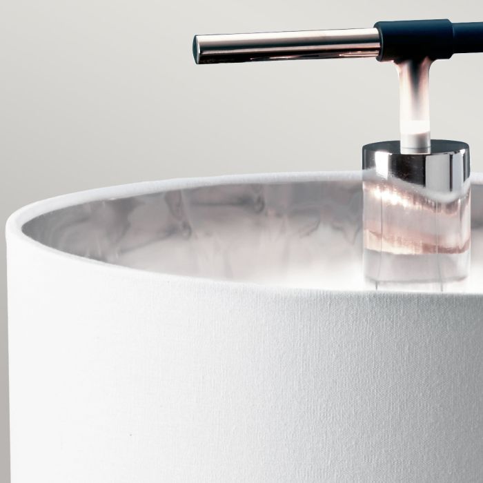 Elstead Lighting Balance 1 Light Table Lamp - Black/ Polished Nickel With White Shade