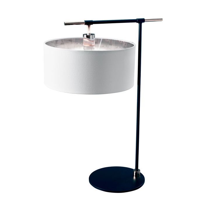 elstead lighting Balance 1 Light Table Lamp - Black/ Polished Nickel with White Shade