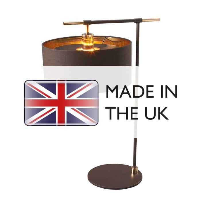 Elstead Lighting Balance 1 Light Table Lamp - Brown/Polished Brass With Brown Shade