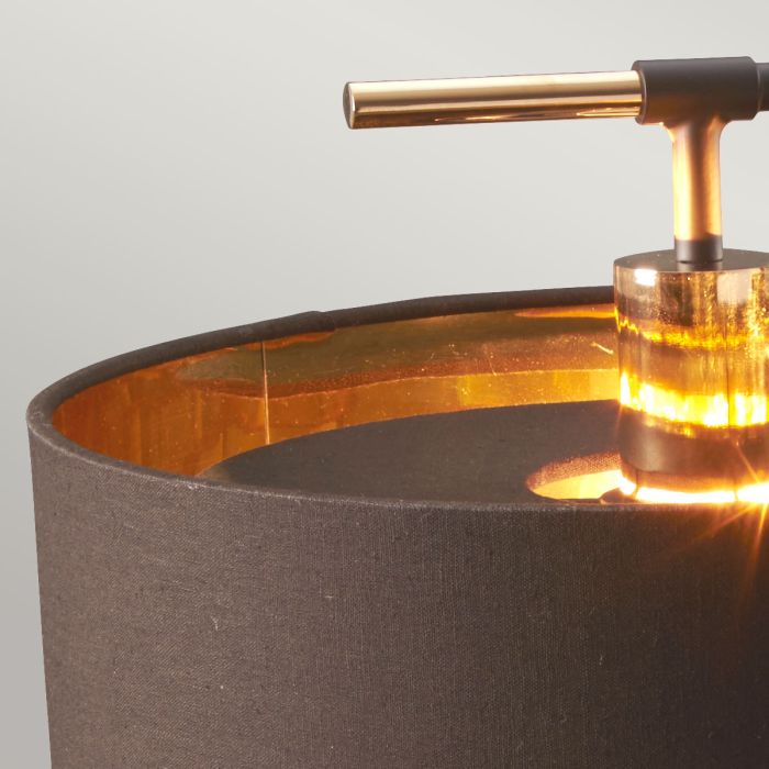 Elstead Lighting Balance 1 Light Table Lamp - Brown/Polished Brass With Brown Shade