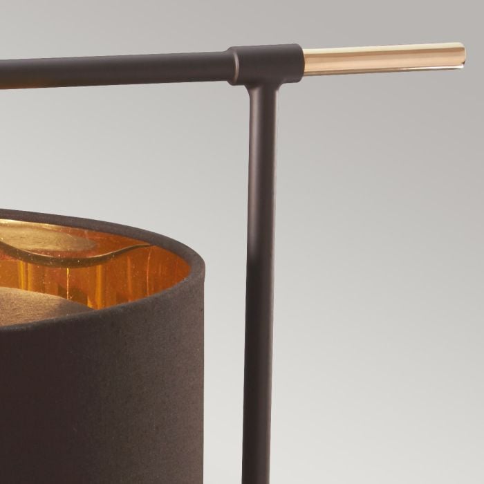 Elstead Lighting Balance 1 Light Table Lamp - Brown/Polished Brass With Brown Shade