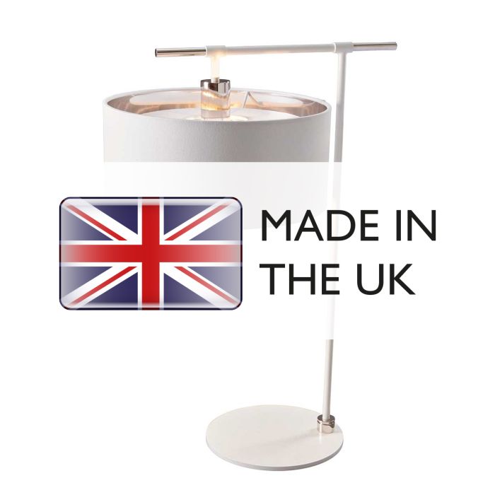 Elstead Lighting Balance 1 Light Table Lamp - White/Polished Nickel With White Shade