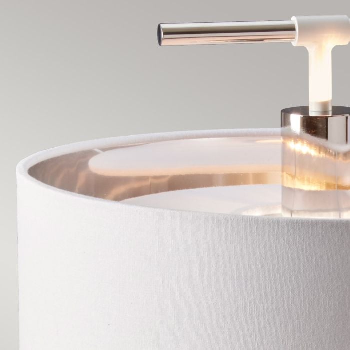 Elstead Lighting Balance 1 Light Table Lamp - White/Polished Nickel With White Shade