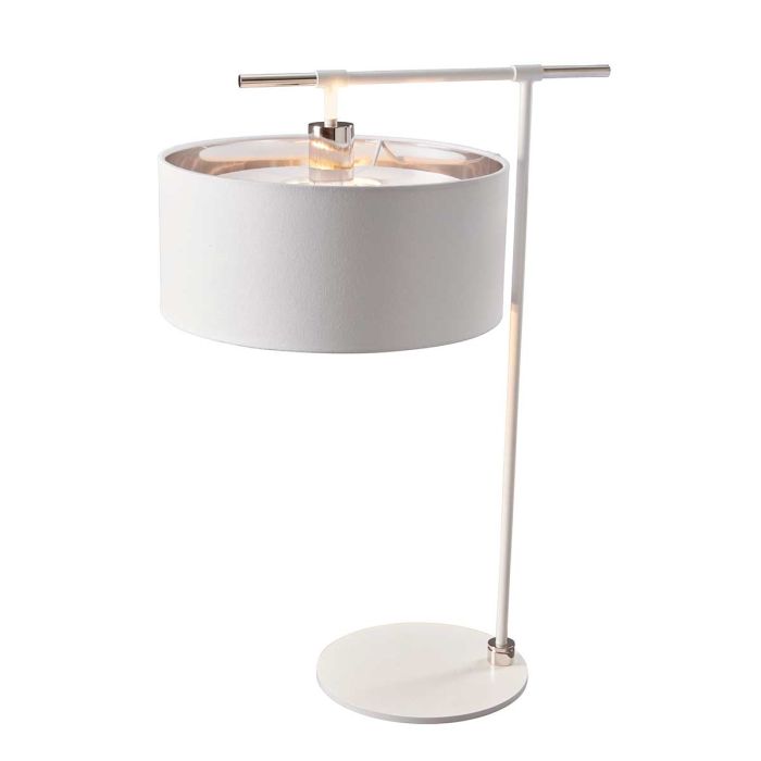 elstead lighting Balance 1 Light Table Lamp - White/Polished Nickel with White Shade
