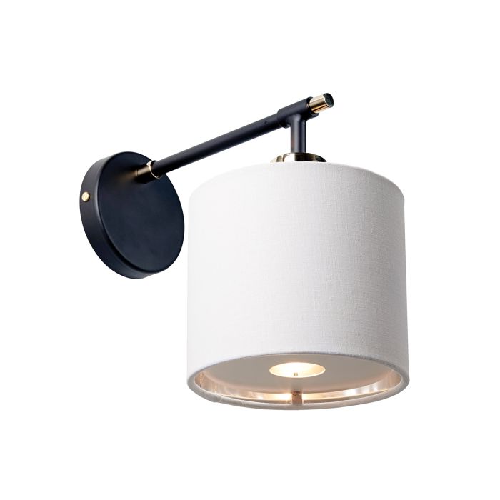 elstead lighting Balance 1 Light Wall Light - Black/ Polished Nickel with White Shade