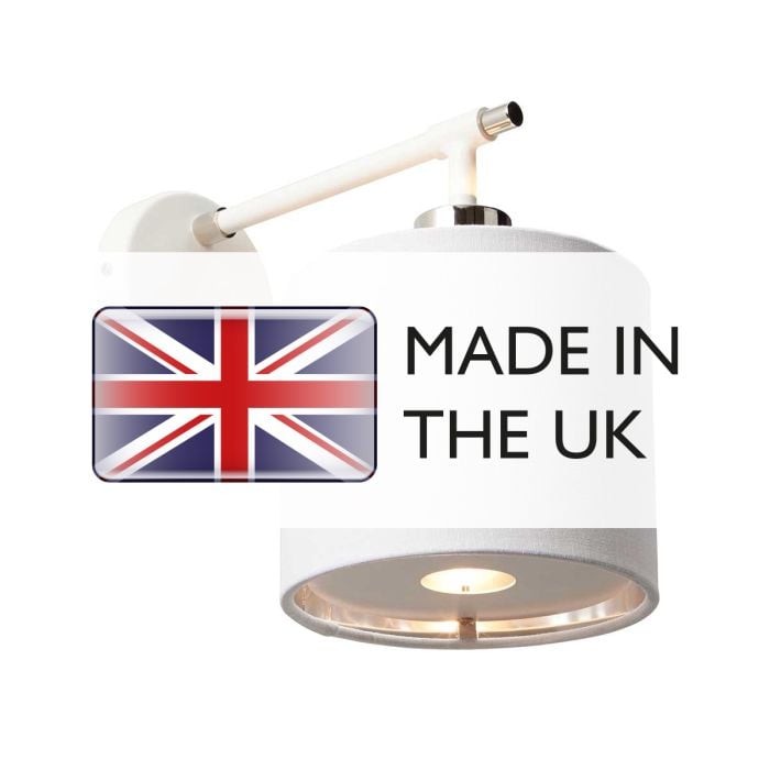 Elstead Lighting Balance 1 Light Wall Light - White/Polished Nickel With White Shade