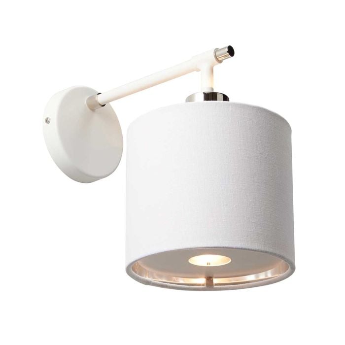 elstead lighting Balance 1 Light Wall Light - White/Polished Nickel with White Shade