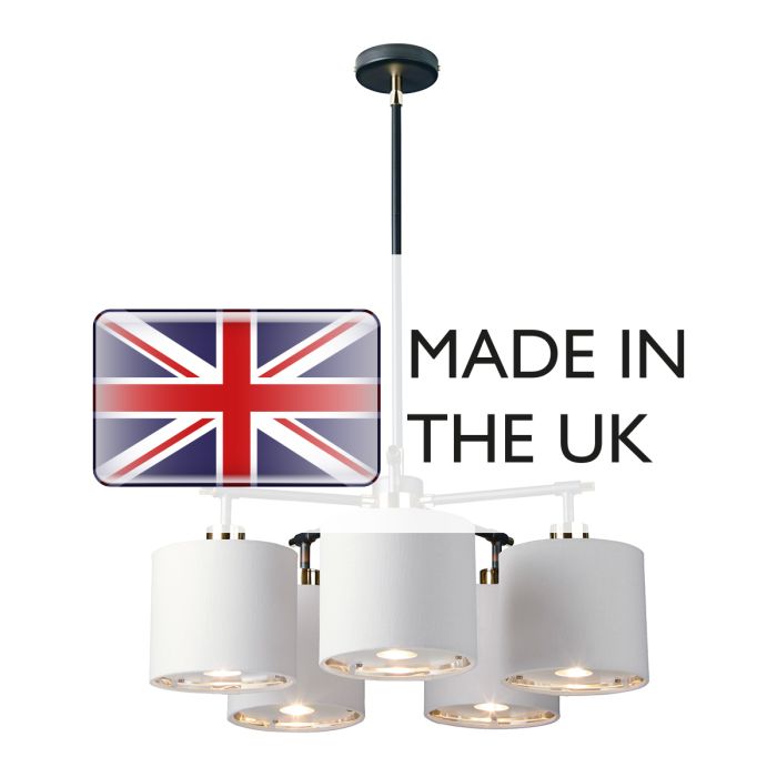 Elstead Lighting Balance 5 Light Chandelier - Black/ Polished Nickel With White Shade
