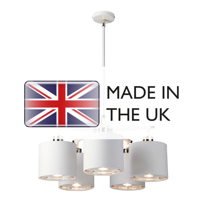 Elstead Lighting Balance 5 Light Chandelier - White/Polished Nickel With White Shade