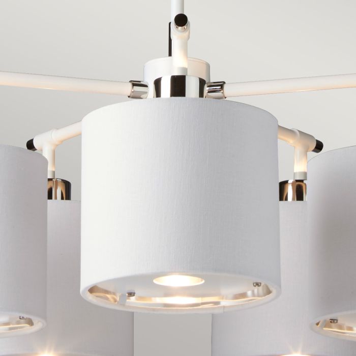Elstead Lighting Balance 5 Light Chandelier - White/Polished Nickel With White Shade