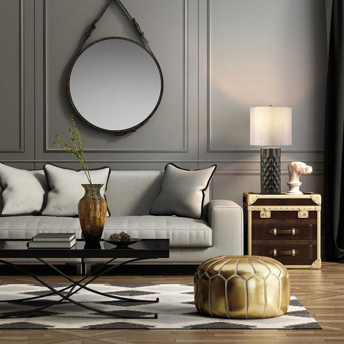 Elstead Lighting Barbican 1 Light Table Lamp - Graphite With Silver Shade