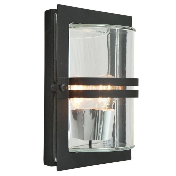elstead lighting Basel 1 Light Wall Lantern - Black With Clear Glass elstead lighting Basel 1 Light Wall Lantern - Black With Clear Glass