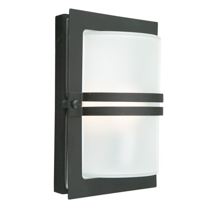 elstead lighting Basel 1 Light Wall Lantern - Black With Frosted Glass
