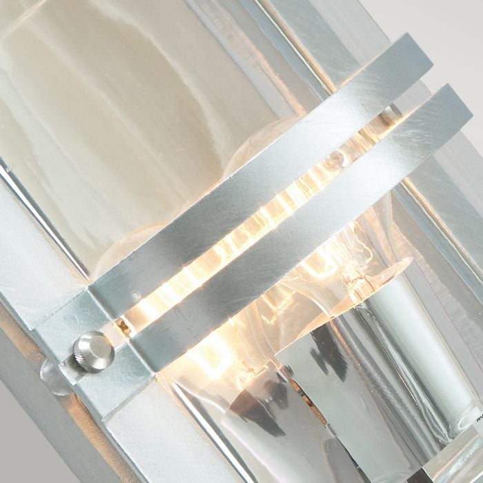 Elstead Lighting Basel 1 Light Wall Lantern - Galvanised With Clear Glass