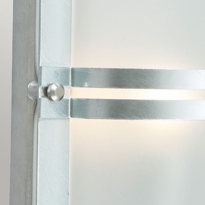 Elstead Lighting Basel 1 Light Wall Lantern - Galvanised With Frosted Glass