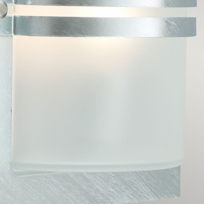 Elstead Lighting Basel 1 Light Wall Lantern - Galvanised With Frosted Glass
