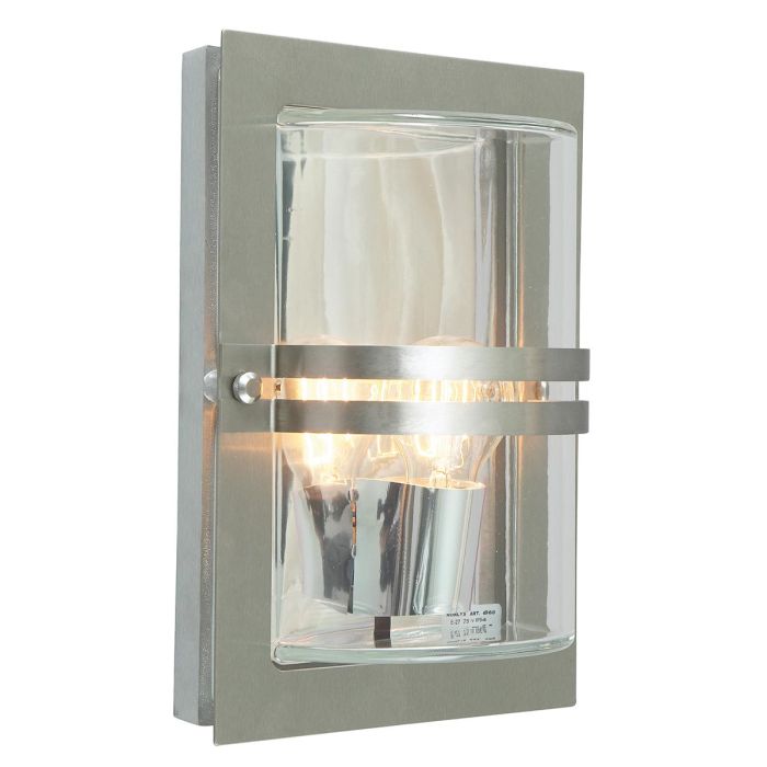 elstead lighting Basel 1 Light Wall Lantern - Stainless Steel With Clear Glass