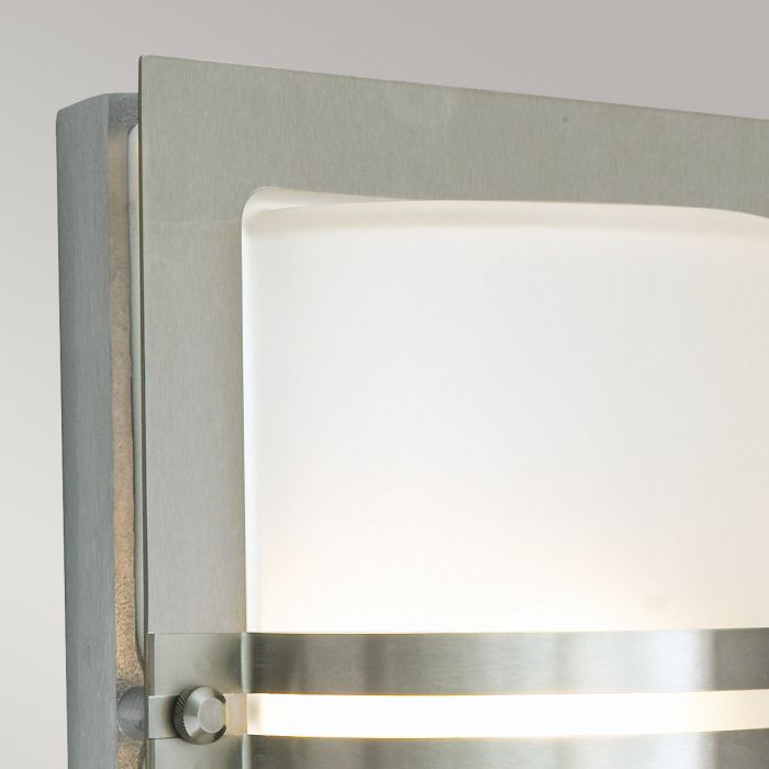 Elstead Lighting Basel 1 Light Wall Lantern - Stainless Steel With Frosted Glass