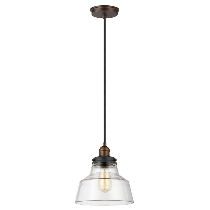 elstead lighting Baskin 1 Light Pendant - Painted Aged Brass/Dark Weathered Zinc
