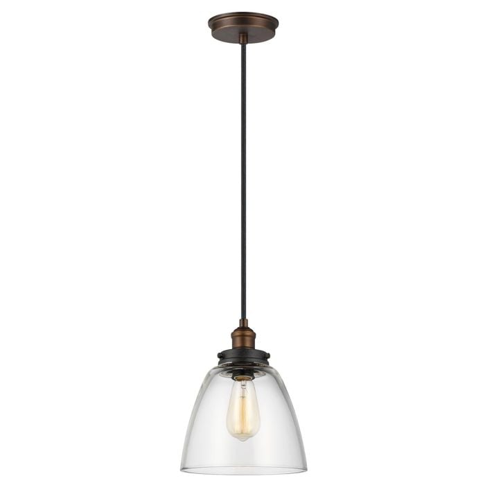 elstead lighting Baskin 1 Light Pendant - Painted Aged Brass/Dark Weathered Zinc