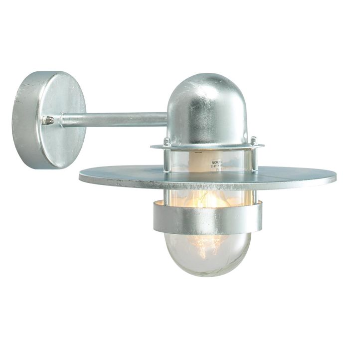 elstead lighting Bergen 1 Light Wall Lantern - Galvanised