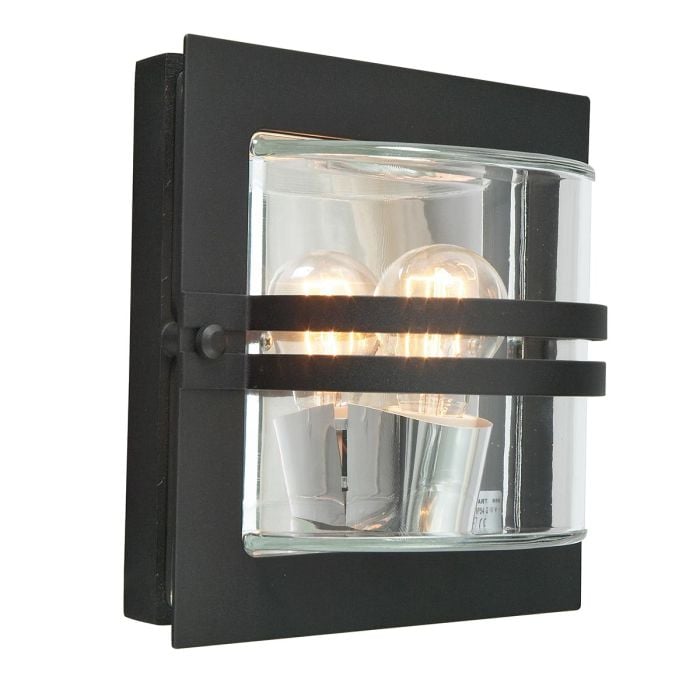 elstead lighting Bern 1 Light Wall Lantern - Black With Clear Glass