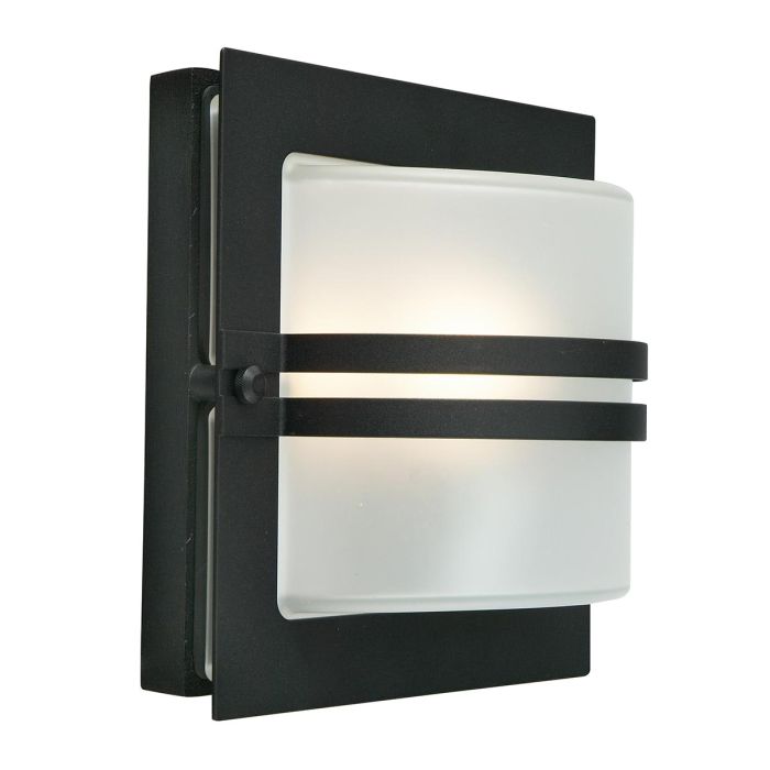 elstead lighting Bern 1 Light Wall Lantern - Black With Frosted Glass