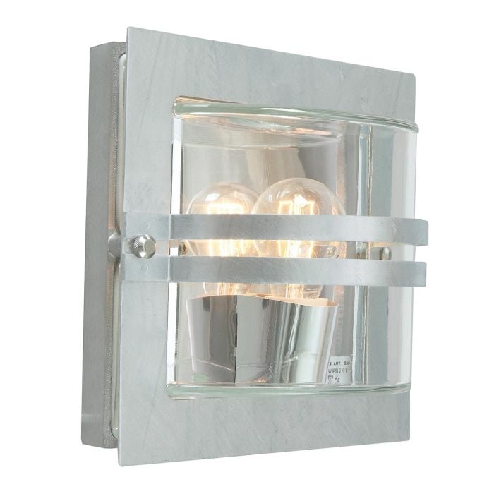 elstead lighting Bern 1 Light Wall Lantern - Galvanised With Clear Glass