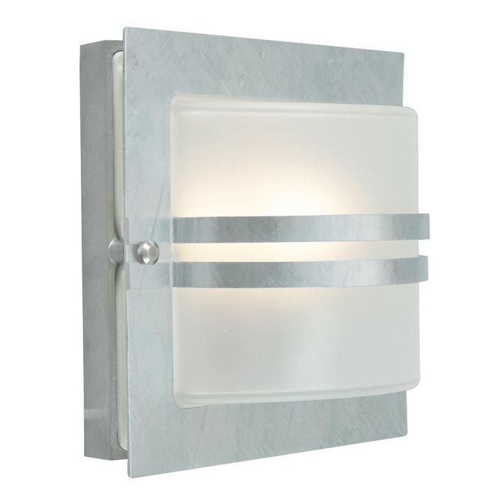 elstead lighting Bern 1 Light Wall Lantern - Galvanised With Frosted Glass