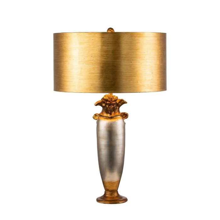 elstead lighting Bienville 1 Light Table Lamp - Silver/Gold and Brown with Gilded Gold Shade
