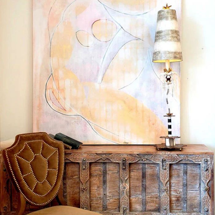 Elstead Lighting Birdland 1 Light Table Lamp - Cream & Gold With Cream And Taupe Striped Shade