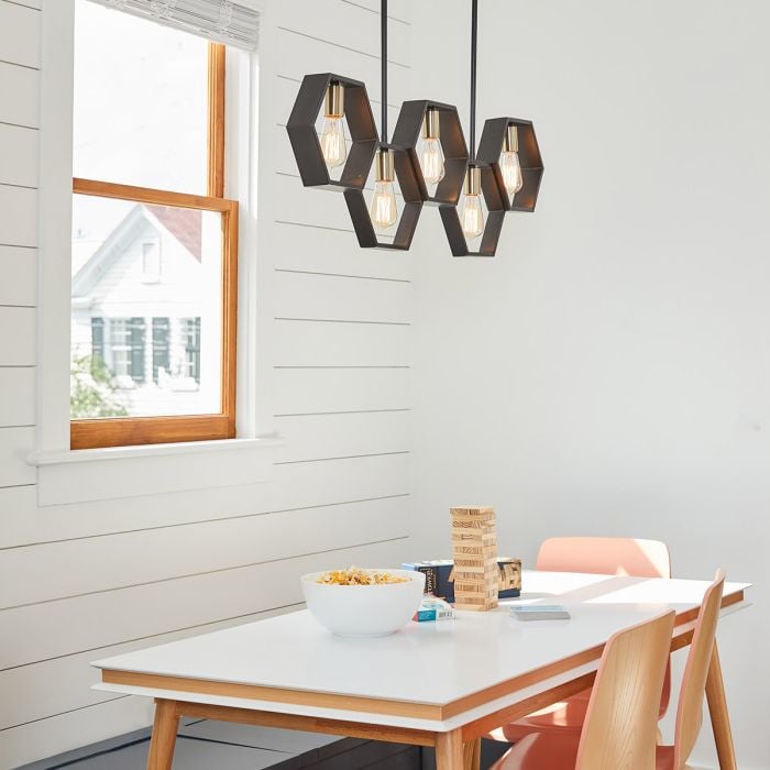 Elstead Lighting Bismarck 5 Light Linear Pendant - Earth Black