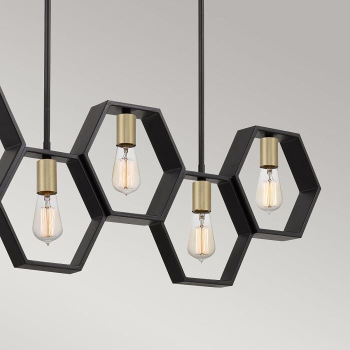 Elstead Lighting Bismarck 5 Light Linear Pendant - Earth Black