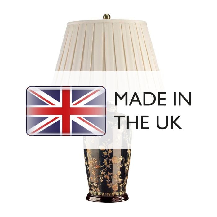 Elstead Lighting Black Birds 1 Light Table Lamp - Black And Gold With Cream Shade