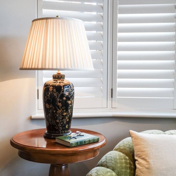 Elstead Lighting Black Birds 1 Light Table Lamp - Black And Gold With Cream Shade