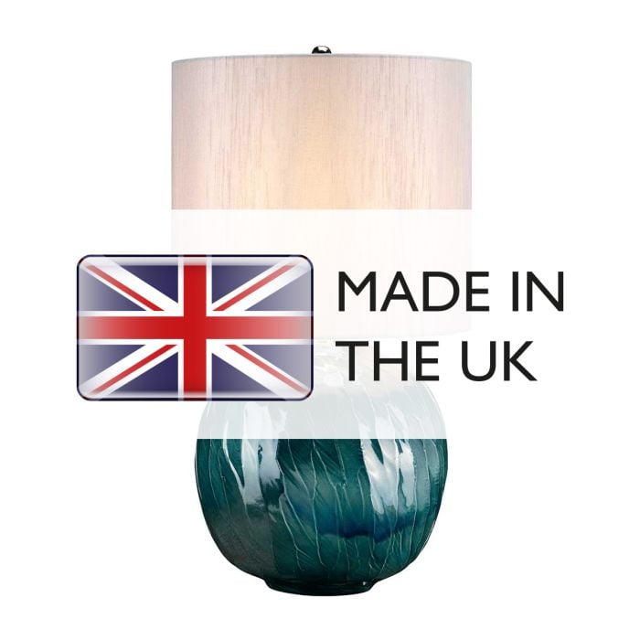 Elstead Lighting Blue Globe 1 Light Table Lamp - Blue With Light Grey Shade
