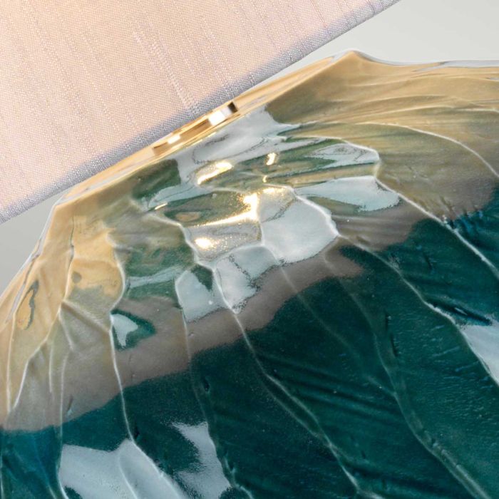 Elstead Lighting Blue Globe 1 Light Table Lamp - Blue With Light Grey Shade