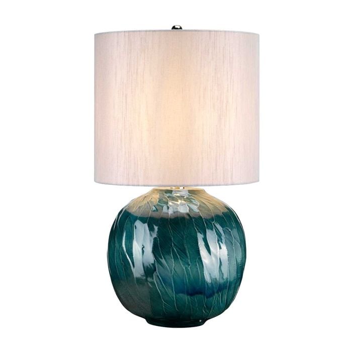 elstead lighting Blue Globe 1 Light Table Lamp - Blue with Light Grey Shade