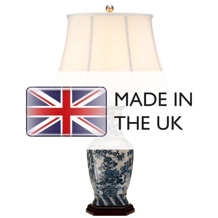Elstead Lighting Blue Hex 1 Light Table Lamp - Blue And White With White Shade