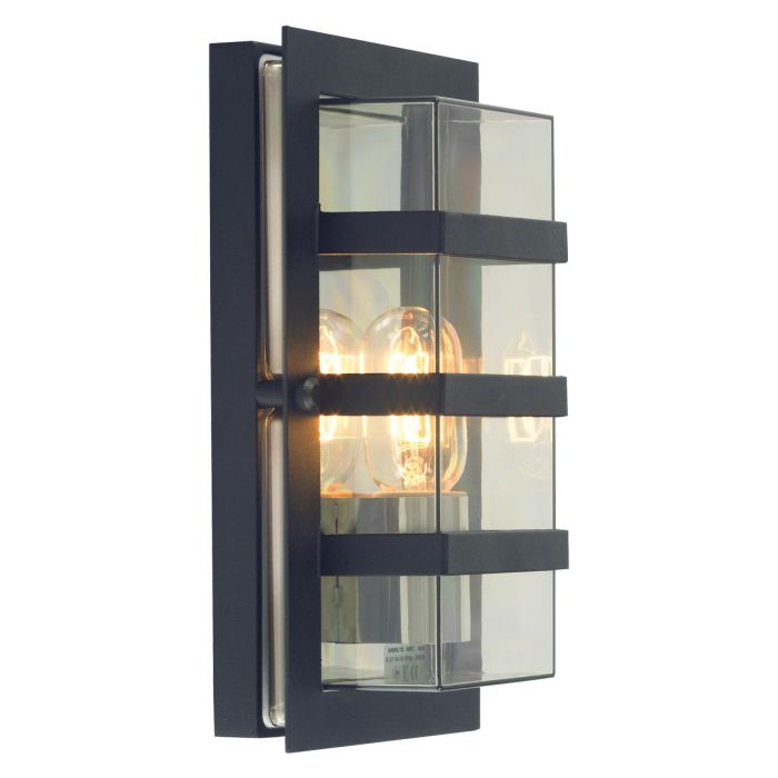 elstead lighting Boden 1 Light Wall Light - Black With Clear Polycarbonate