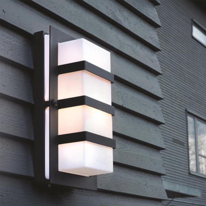 Elstead Lighting Boden 1 Light Wall Light - Black With Opal Polycarbonate